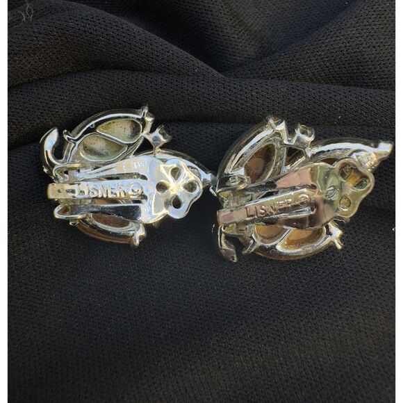 Vintage Lisner Moonglow Glass Clip on Earrings - Picture 6 of 6